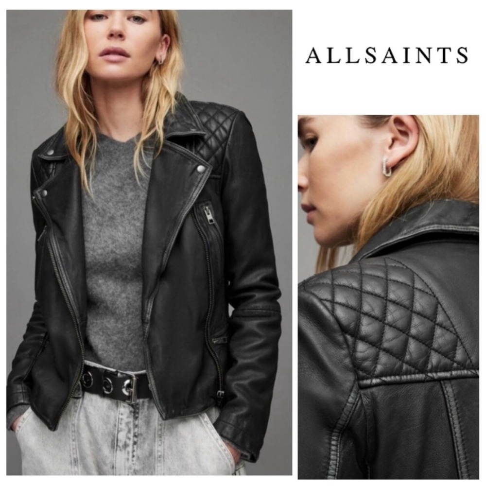 All Saints Leather Biker Moto Jacket CONROY